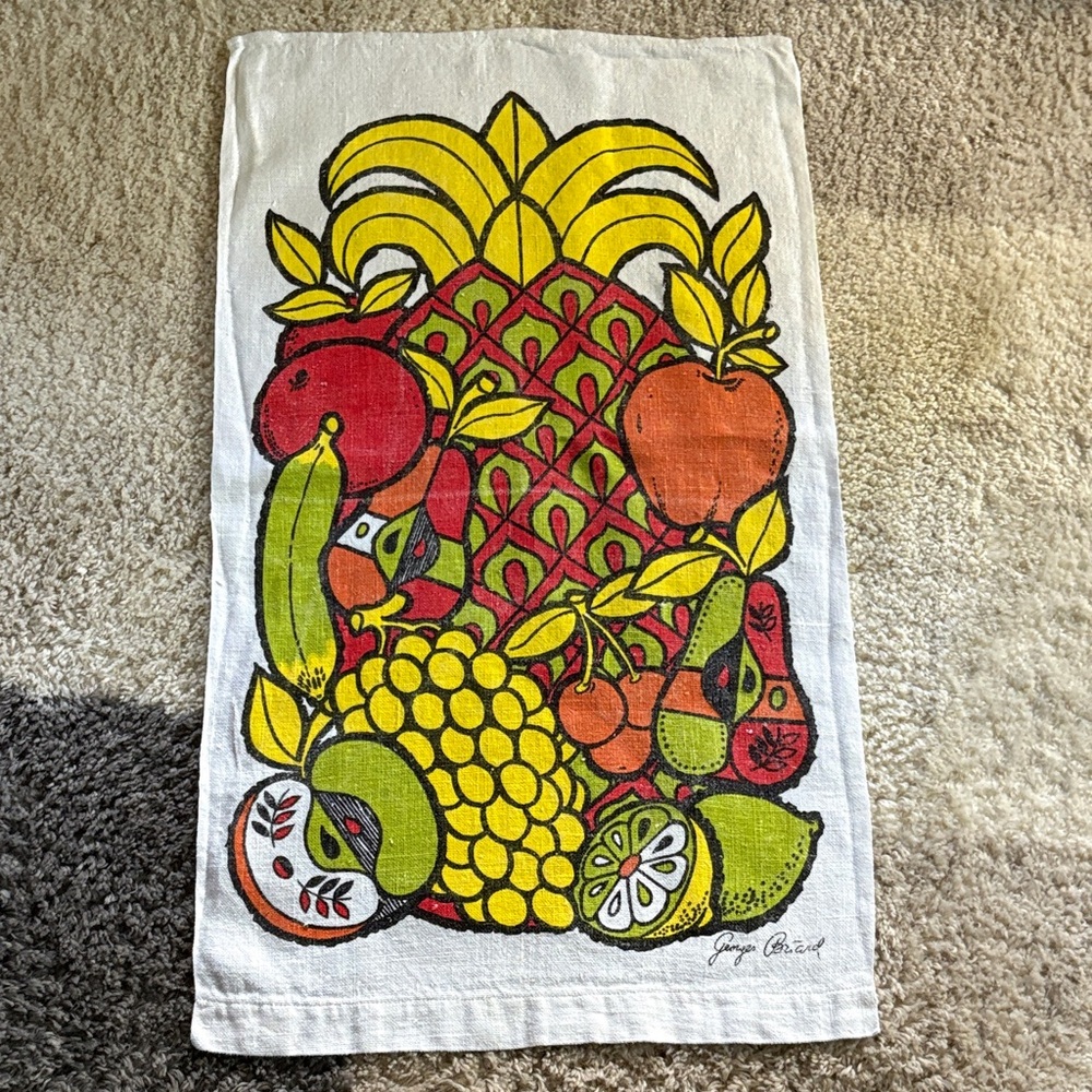 Vintage Colorful Fruit Print Kitchen Towel George’s Briard